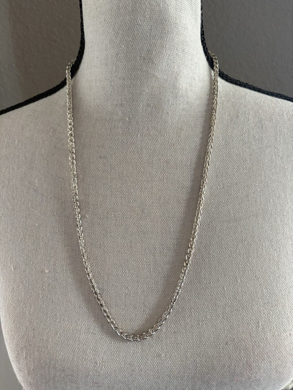Vintage Napier 24" Silver Tone Byzantine Necklace Signed